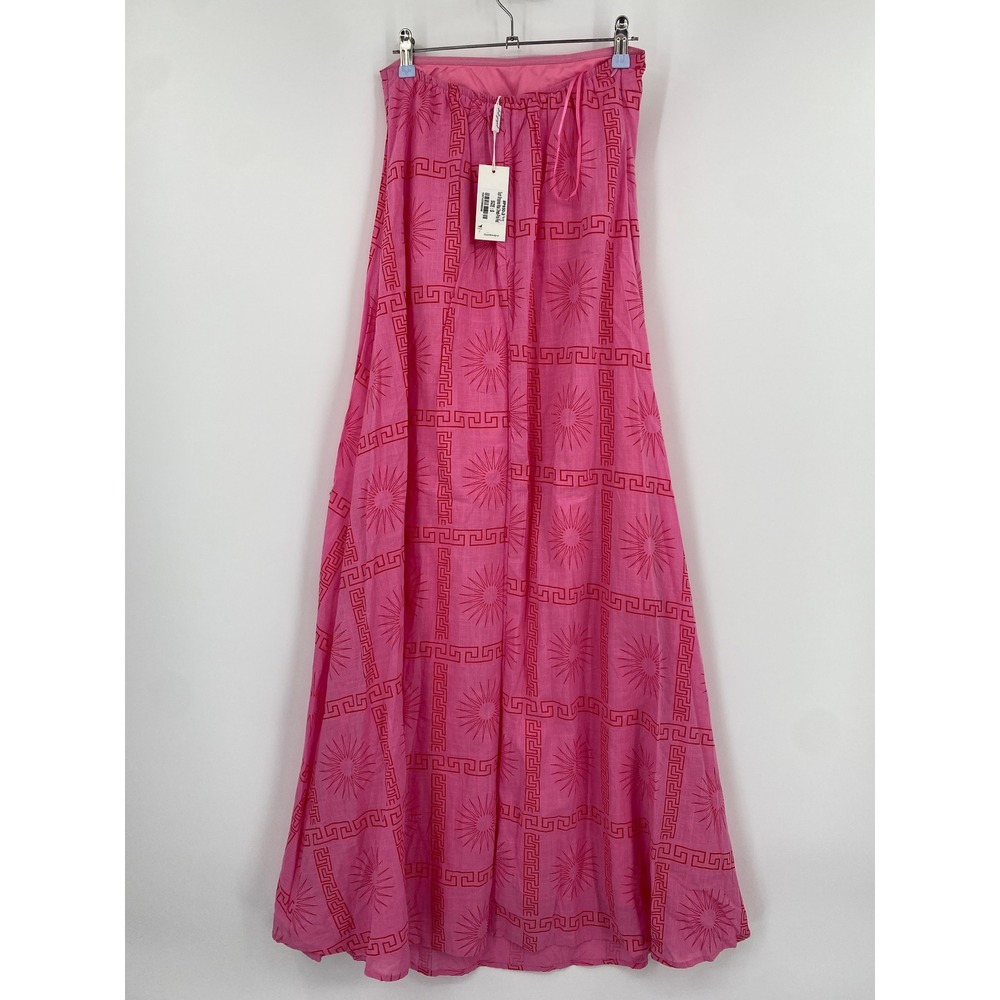 Petal & Pup Soph Strapless Maxi Dress Womens Size S Pink Red Geometric Sun Print - Picture 3 of 6